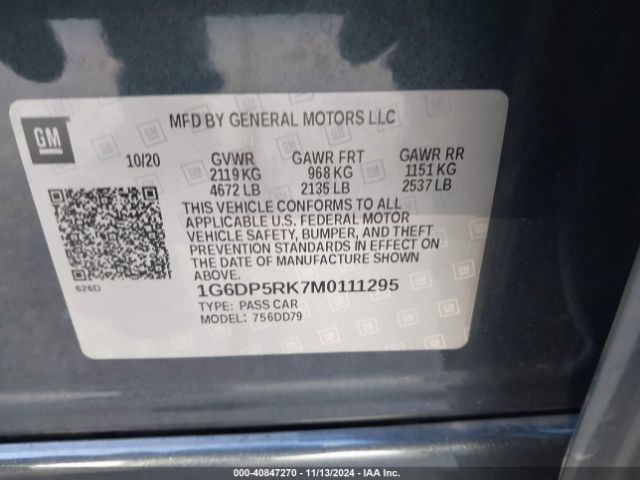 1G6DP5RK7M0111295 Cadillac Ct5 Sport