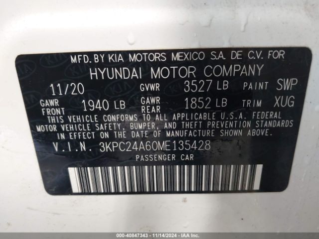 3KPC24A60ME135428 Hyundai Accent Sel
