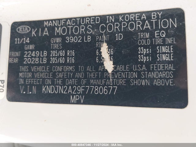 KIA Soul 2015 KNDJN2A29F7780677 Image 9
