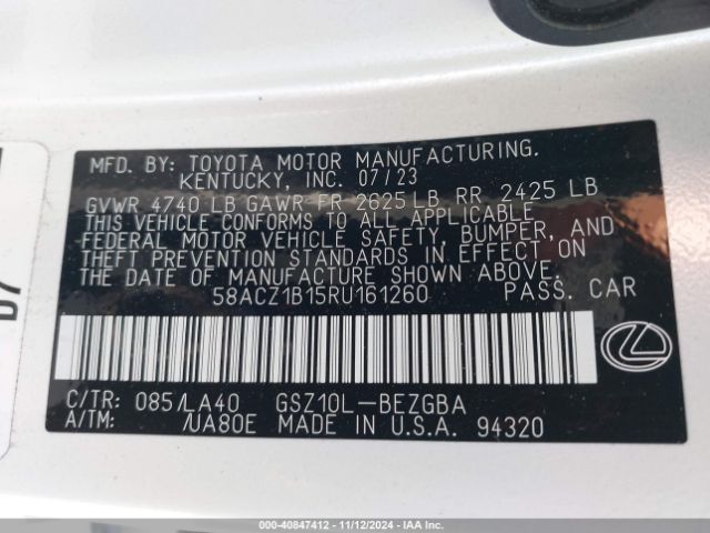 58ACZ1B15RU161260 Lexus ES 350