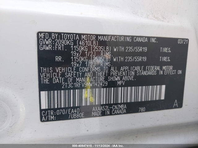 Toyota Rav4 Xle Premium 2021 2T3C1RFV9MW142429 Image 9