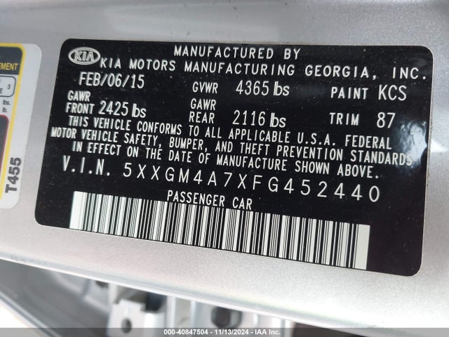 KIA Optima Lx 2015 5XXGM4A7XFG452440 Image 9