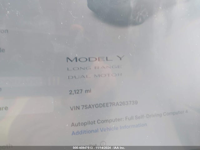 2024 TESLA MODEL Y 7SAYGDEE7RA263739 Photo 6