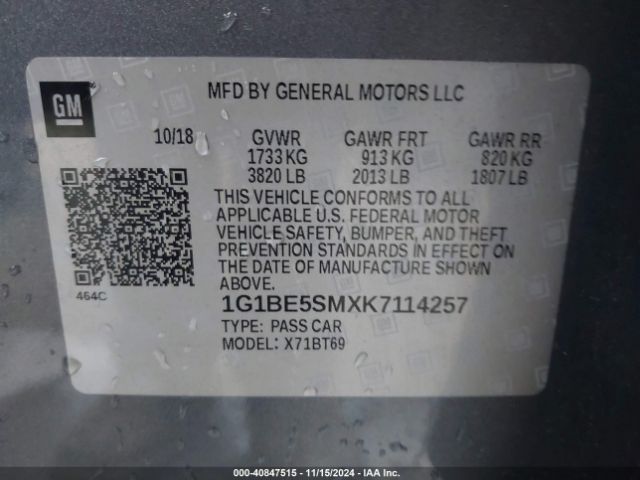 1G1BE5SMXK7114257 Chevrolet CRUZE LT