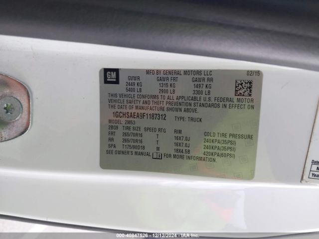 1GCHSAEA9F1187312 Chevrolet Colorado Wt