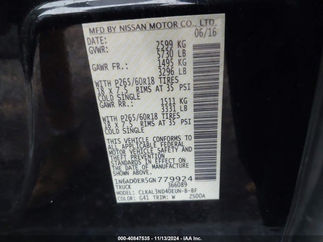 Nissan Frontier Sl 2016 1N6AD0ER5GN779924 Image 9