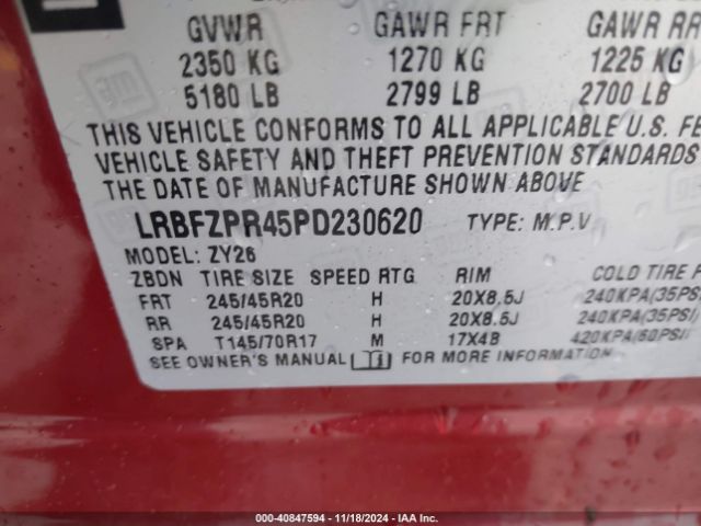 LRBFZPR45PD230620 Buick Envision Essence Awd