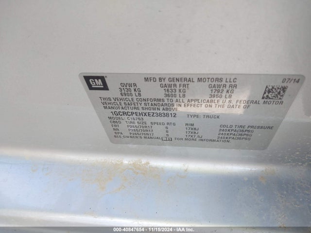 1GCRCPEHXEZ383812 Chevrolet Silverado 1500 Work Truck 2wt