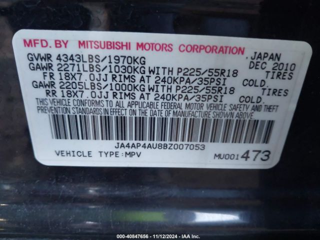 2011 MITSUBISHI OUTLANDER SPORT JA4AP4AU8BZ007053 Photo 8
