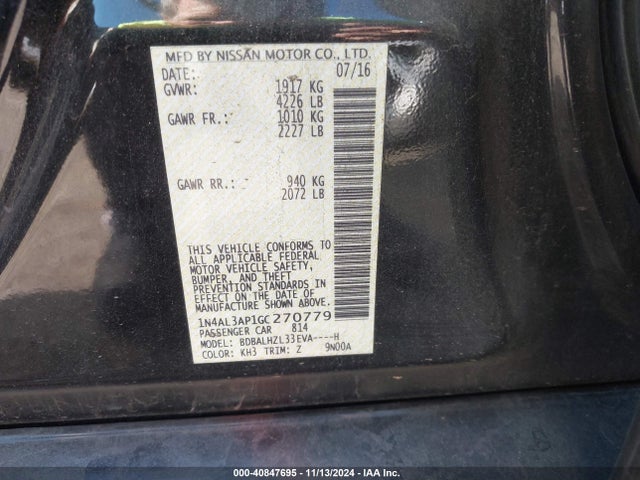 Nissan Altima 2.5 Sr 2016 1N4AL3AP1GC270779 Image 9