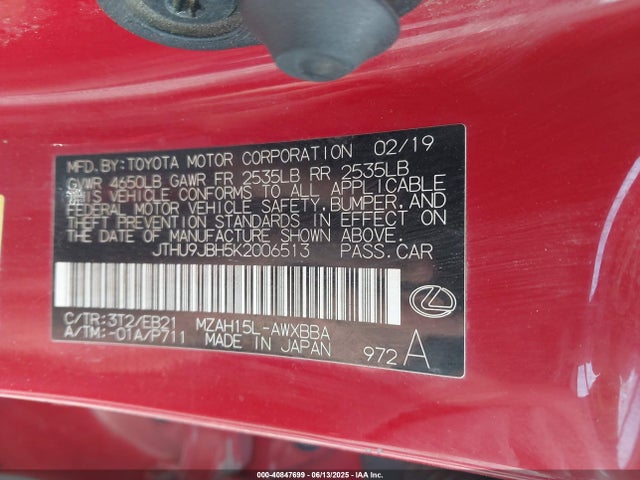 2019 LEXUS UX JTHU9JBH5K2006513 Photo 8
