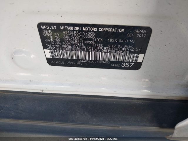 2018 MITSUBISHI OUTLANDER SPORT JA4AP3AU0JZ009422 Photo 8