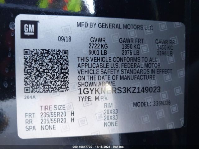 1GYKNERS3KZ149023 Cadillac Xt5 Premium Luxury
