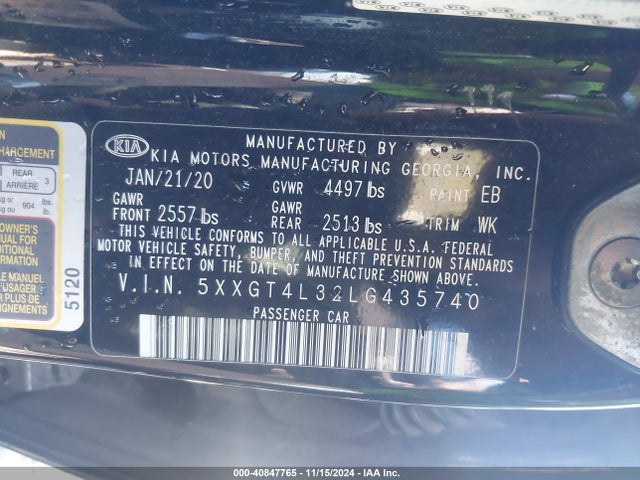KIA Optima Lx 2020 5XXGT4L32LG435740 Image 9