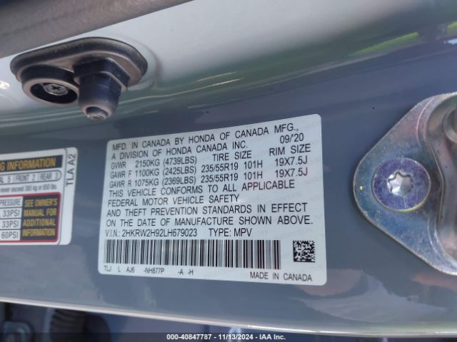 2HKRW2H92LH679023 Honda Cr-v Awd Touring