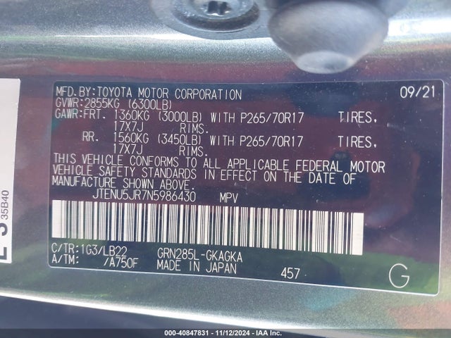 JTENU5JR7N5986430 Toyota 1gr-fe