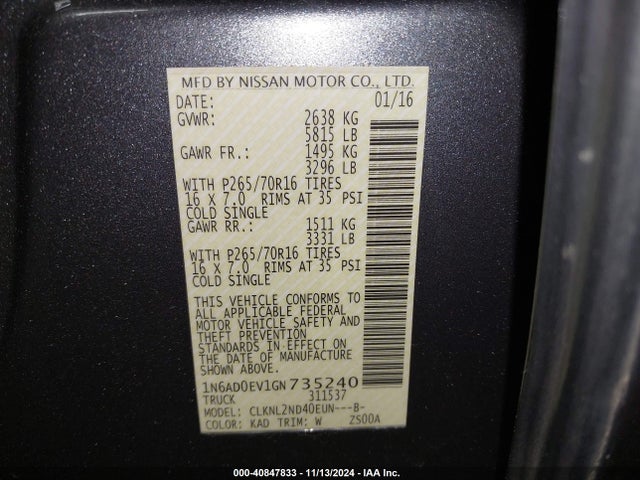 Nissan Frontier Sv 2016 1N6AD0EV1GN735240 Image 9