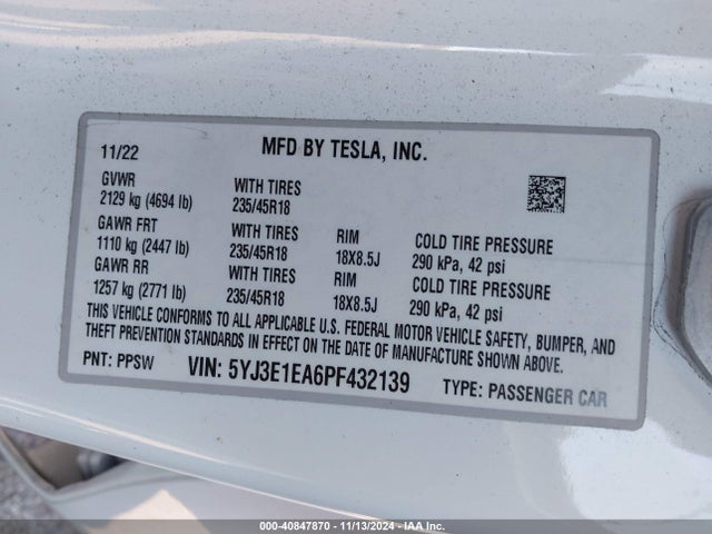 2023 TESLA MODEL 3 5YJ3E1EA6PF432139 Photo 8