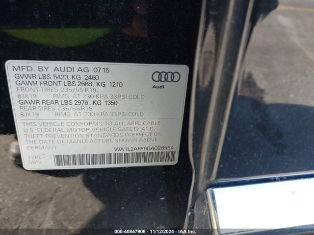 Audi Q5 2.0t Premium 2016 WA1L2AFP6GA026554 Image 9