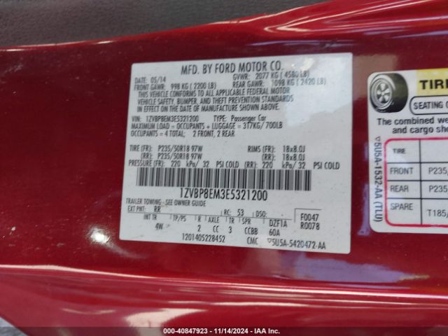 1ZVBP8EM3E5321200 Ford Mustang V6 Premium