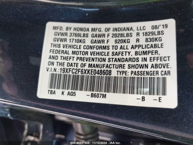 19XFC2F6XKE048608 Honda Civic Lx