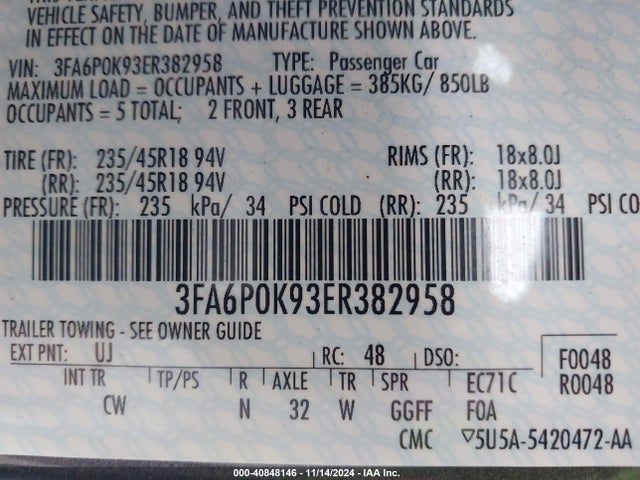 Ford Fusion Titanium 2014 3FA6P0K93ER382958 Image 9