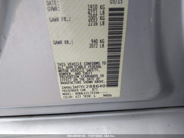 1N4AL3AP7FC288640 Nissan Altima 2.5 S