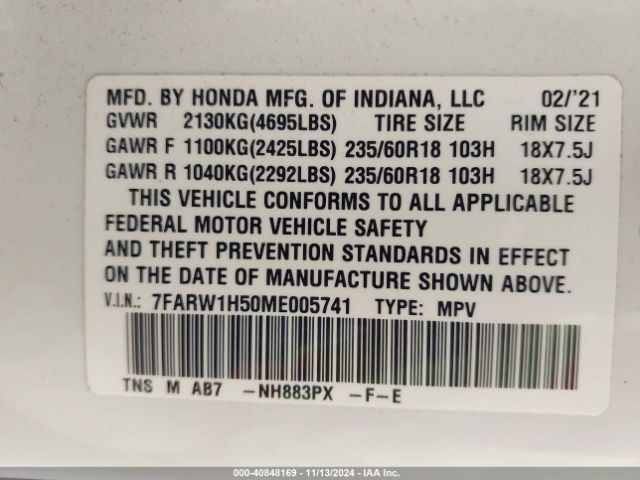 7FARW1H50ME005741 Honda Cr-v 2wd Ex