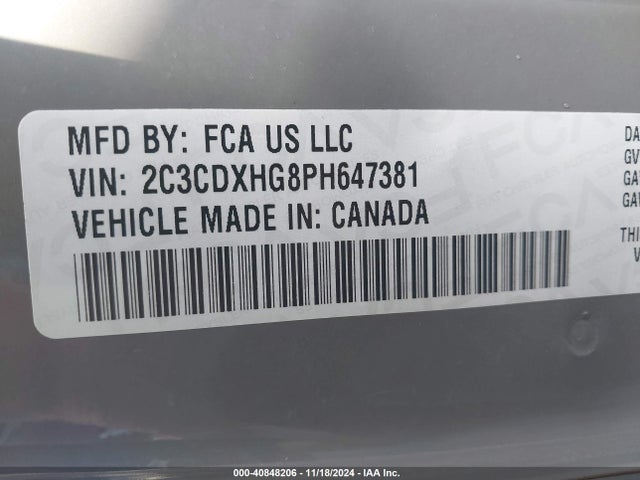 2C3CDXHG8PH647381 Dodge CHARGER GT