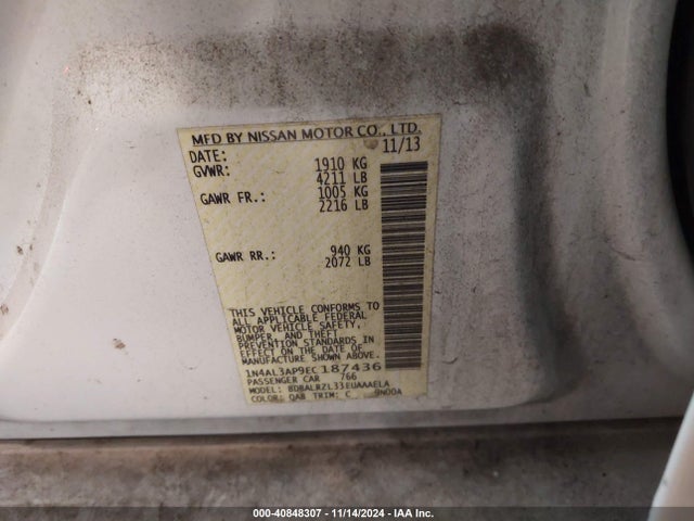 Nissan Altima 2.5 S 2014 1N4AL3AP9EC187436 Image 9