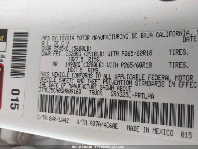 3TMEZ5CN0GM009160 Toyota Tacoma Limited