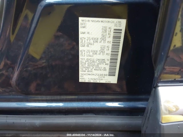 Nissan MURANO SL 2015 5N1AZ2MH3FN211030 Image 9