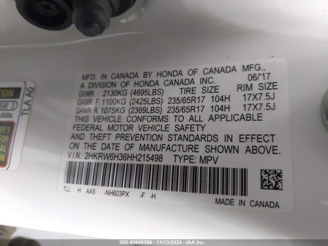 Honda CR-V LX 2017 2HKRW6H36HH215498 Image 9