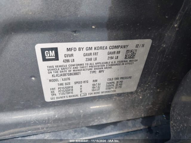 KL4CJASB7GB638821 Buick Encore