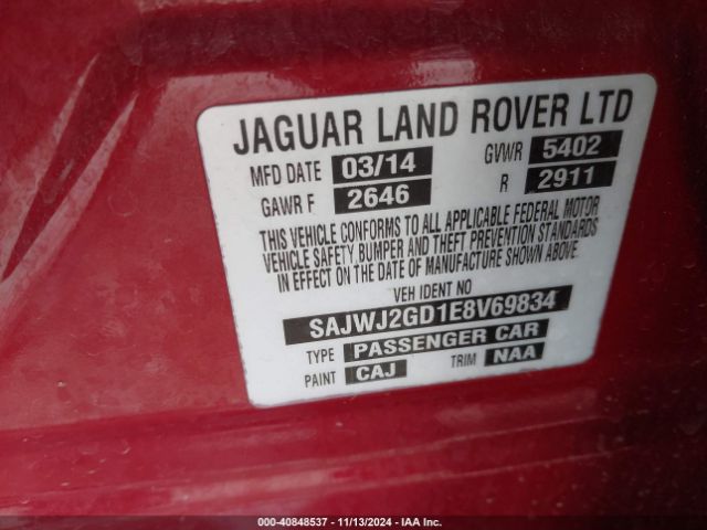 SAJWJ2GD1E8V69834 Jaguar Xj Xjl Portfolio