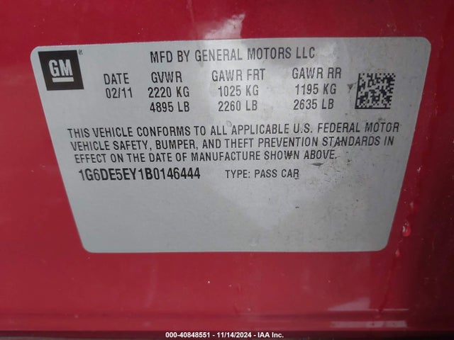 2011 CADILLAC CTS 1G6DE5EY1B0146444 Photo 8