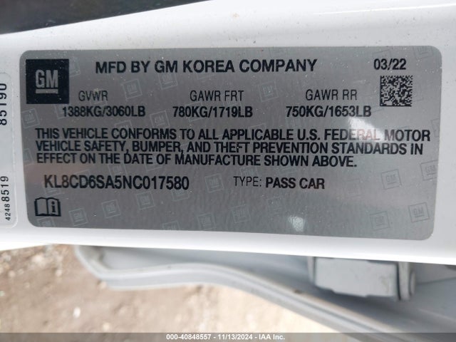 Chevrolet Spark Fwd 1lt Automatic 2022 KL8CD6SA5NC017580 Image 9