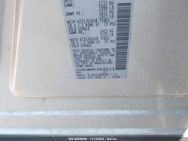 5N1DR2MM0HC684053 Nissan Pathfinder Sv