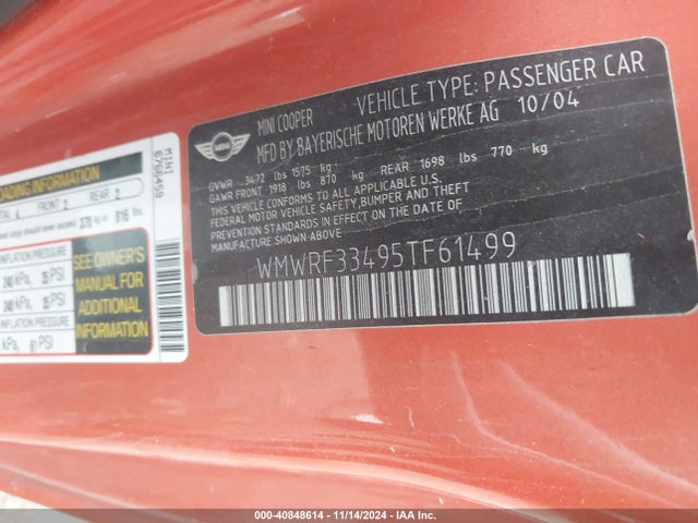 2005 MINI COOPER WMWRF33495TF61499 Photo 8