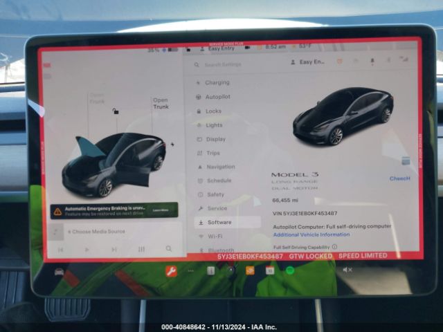 5YJ3E1EB0KF453487 Tesla Model 3 Long Range/performance