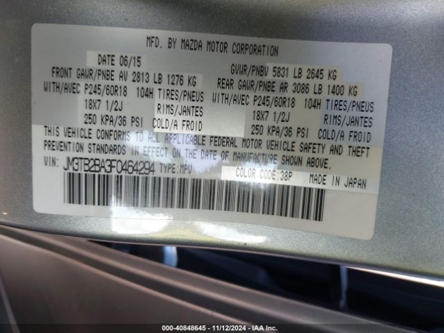 JM3TB2BA3F0464294 Mazda CX-9 SPORT