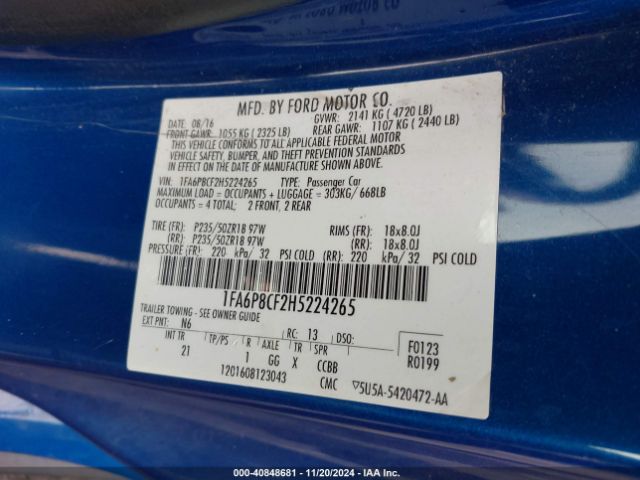 1FA6P8CF2H5224265 Ford MUSTANG GT