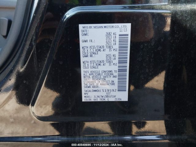 5N1AL0MM0EC519592 Infiniti QX60