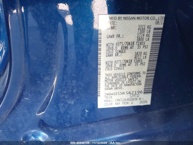 Nissan Titan Pro-4x 2017 1N6AA1E52HN562196 Image 9