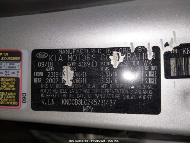 KNDCB3LC2K5231437 KIA NIRO LX
