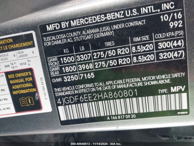 4JGDF6EE2HA860801 Mercedes-Benz Gls 450 4matic