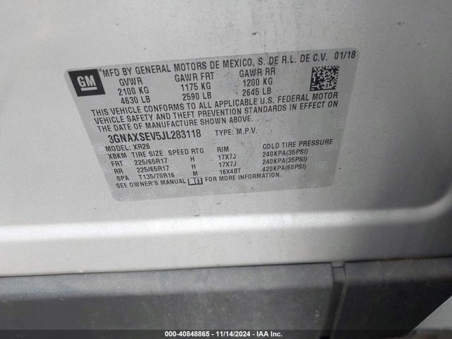 3GNAXSEV5JL283118 Chevrolet EQUINOX LT
