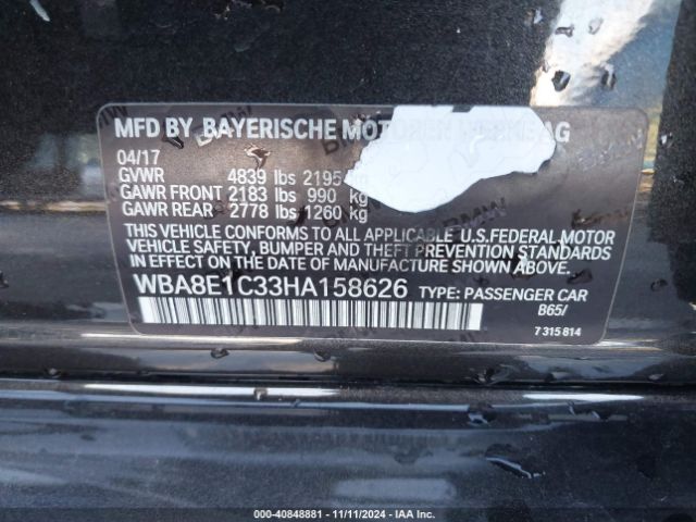WBA8E1C33HA158626 BMW 330e Iperformance