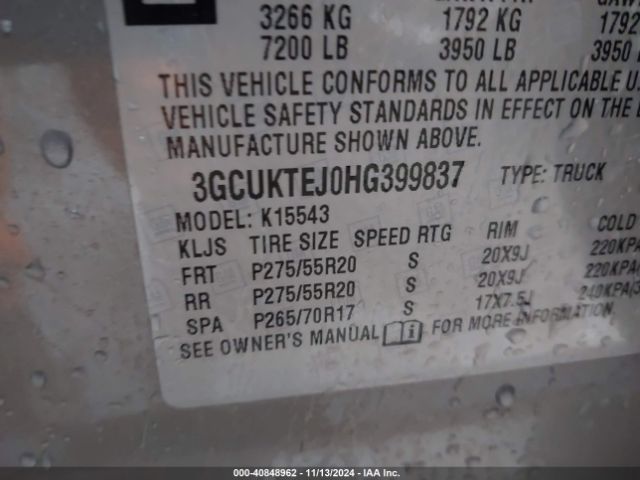 3GCUKTEJ0HG399837 Chevrolet Silverado 1500 High Country