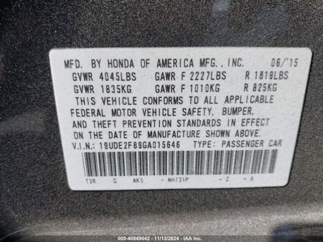 19UDE2F89GA015646 Acura Ilx Premium   A-spec Packages/technology Plus   A-spec Packages